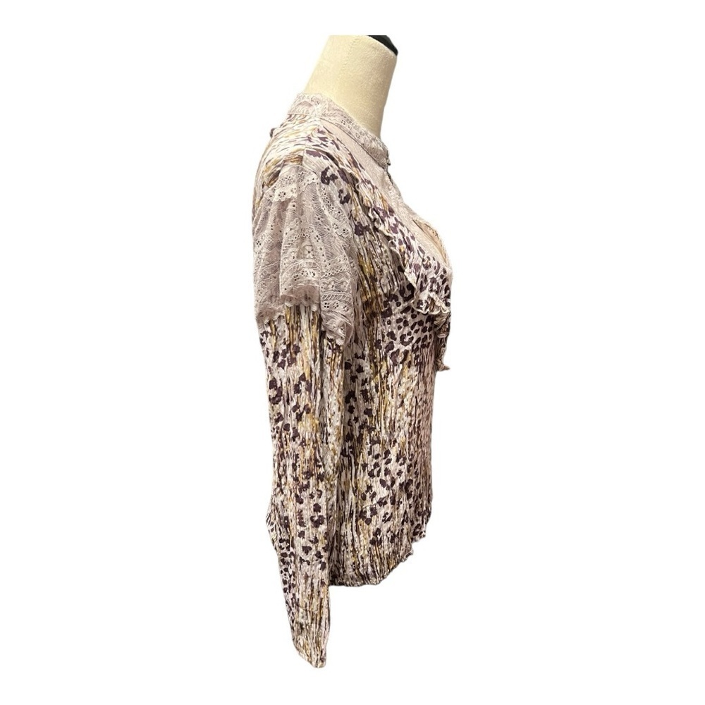 Gimmicks stretchy animal print gold metallic lace western top size L EUC - Picture 7 of 12